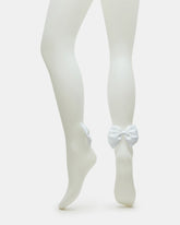 BRIDAL BOW TIGHTS SHEER WHITE